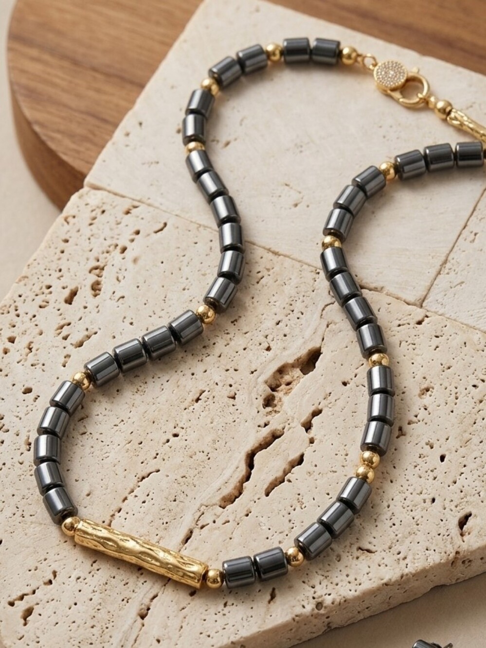 Elegant Black and Gold Beaded Necklace